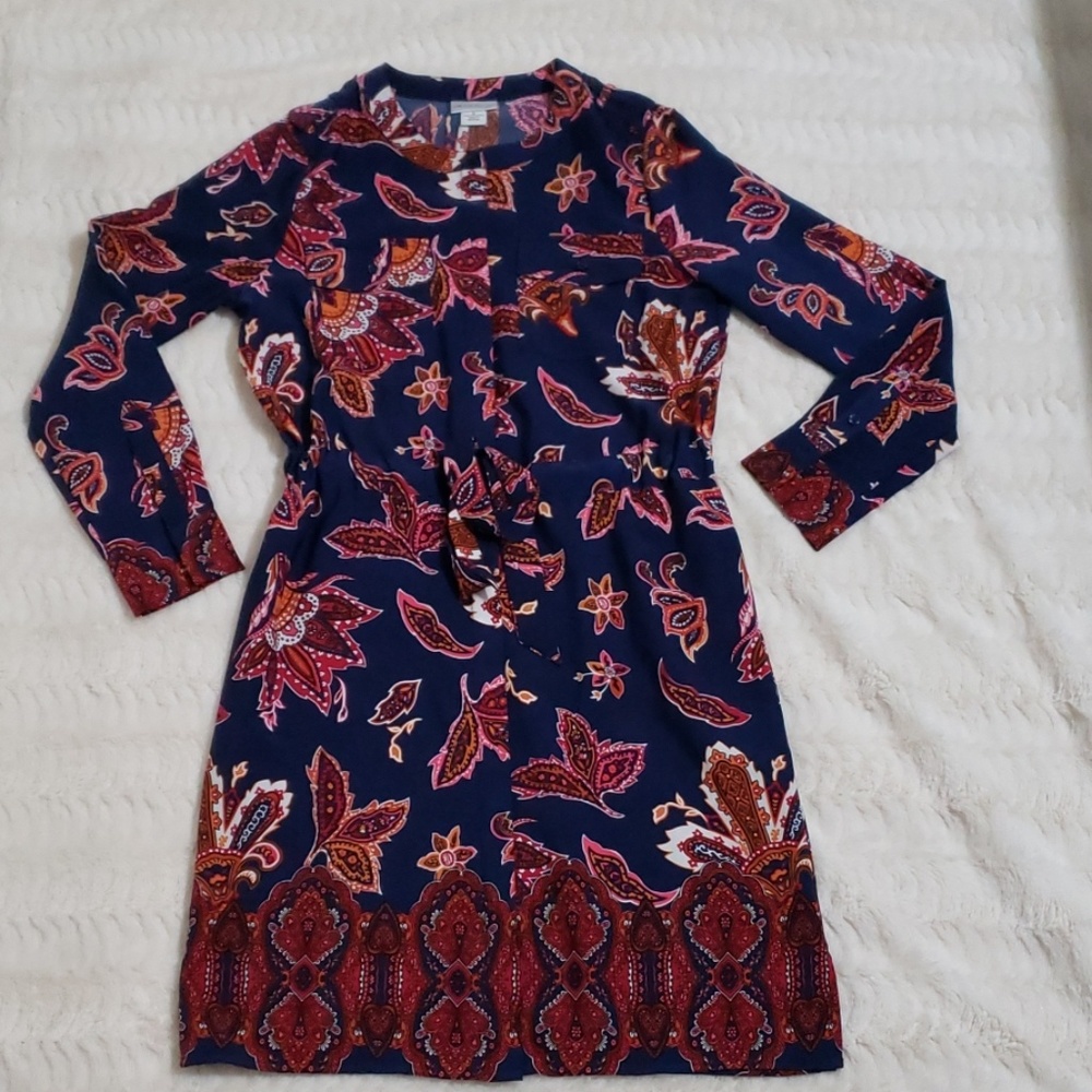Liz Claiborne paisley cinched waist dress euc